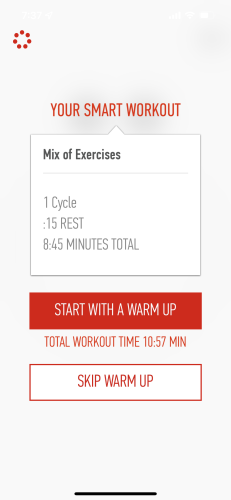 length of workouts app