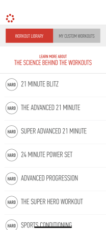 workout list from the 7 minute workout app
